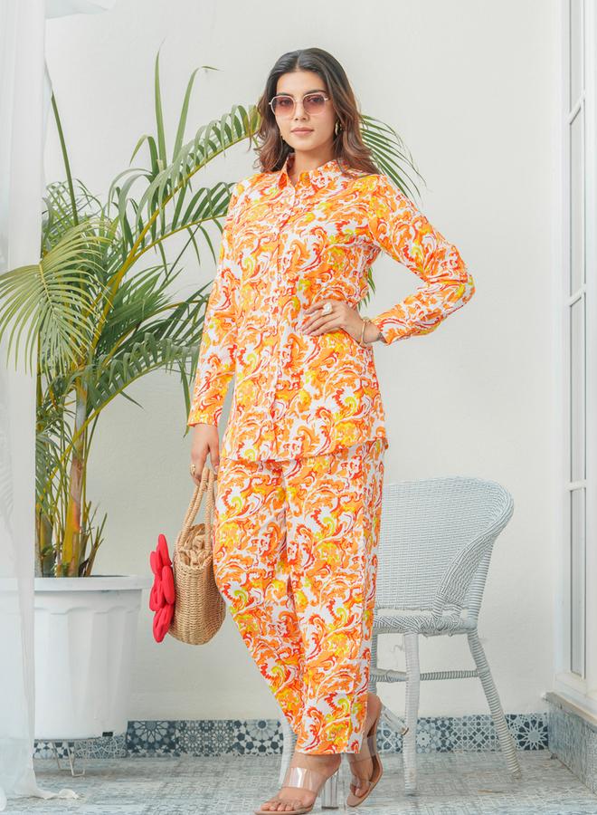 دي دبليو طقم منسق من قميص وبنطال بطبعة زهور للنساء - Image 3